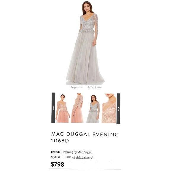 New Mac Duggal  11168 Embroidered Lace Illusion Long Sleeve A-Line Gown Size 4 H - Picture 5 of 8